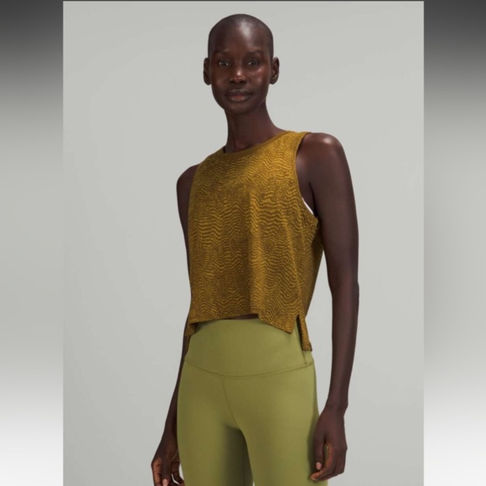 Lululemon Train to Be Tank Top Ripple Wave Deep Artifact / Auric Gold - Picture 1 of 8